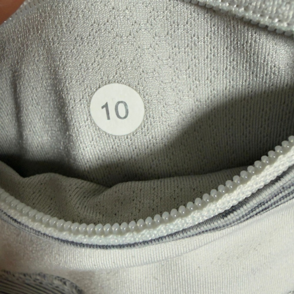 Lululemon Run Inspire Crop II Leggings White Black Stripe Womens 10 - Picture 4 of 7